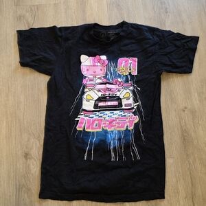 Sanrio Black and Pink Short Sleeve Tees Vibrant Graphic Designs